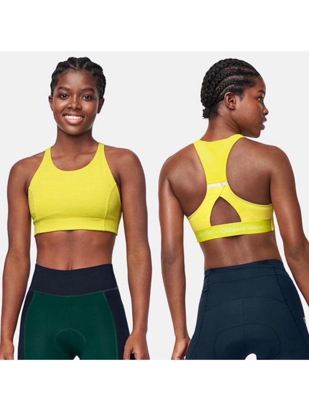 Outdoor Voices x Rapha Yellow Racerback Sports Bra